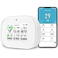 18-in-1 Smart Air Quality Monitor - Indoor WiFi Air Quality Detector with Dual Chip, Real-Time for AQI, CO2, PM2.5, PM1.0, PM10, TVOC, HCHO, Time Display, Temperature & Humidity with APP (White-W)