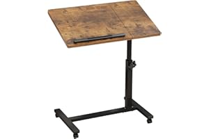 TigerDad Adjustable Overbed Table with Wheels, Rolling Laptop Bed Desk for Home Hospital Use, Height & Tilt Adjustable Mobile Table for Eating, Working, Reading in Bed or Sofa