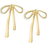 SWEETV Gold/Silver Bow Earrings for Women, 925 Sterling Silver Post Ribbon Knot Stud Earrings Drops, Daily Jewelry Accessory Valentines Day Gifts