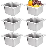 LANIAKEA 6PCS Hotel Pans Stainless Steel Steam Table Pan Restaurant Supplies 1/6 Size x 4 inch Deep Stainless Steam Table Pans, Hotel Pan Trays for Food, Party Catering Supplies