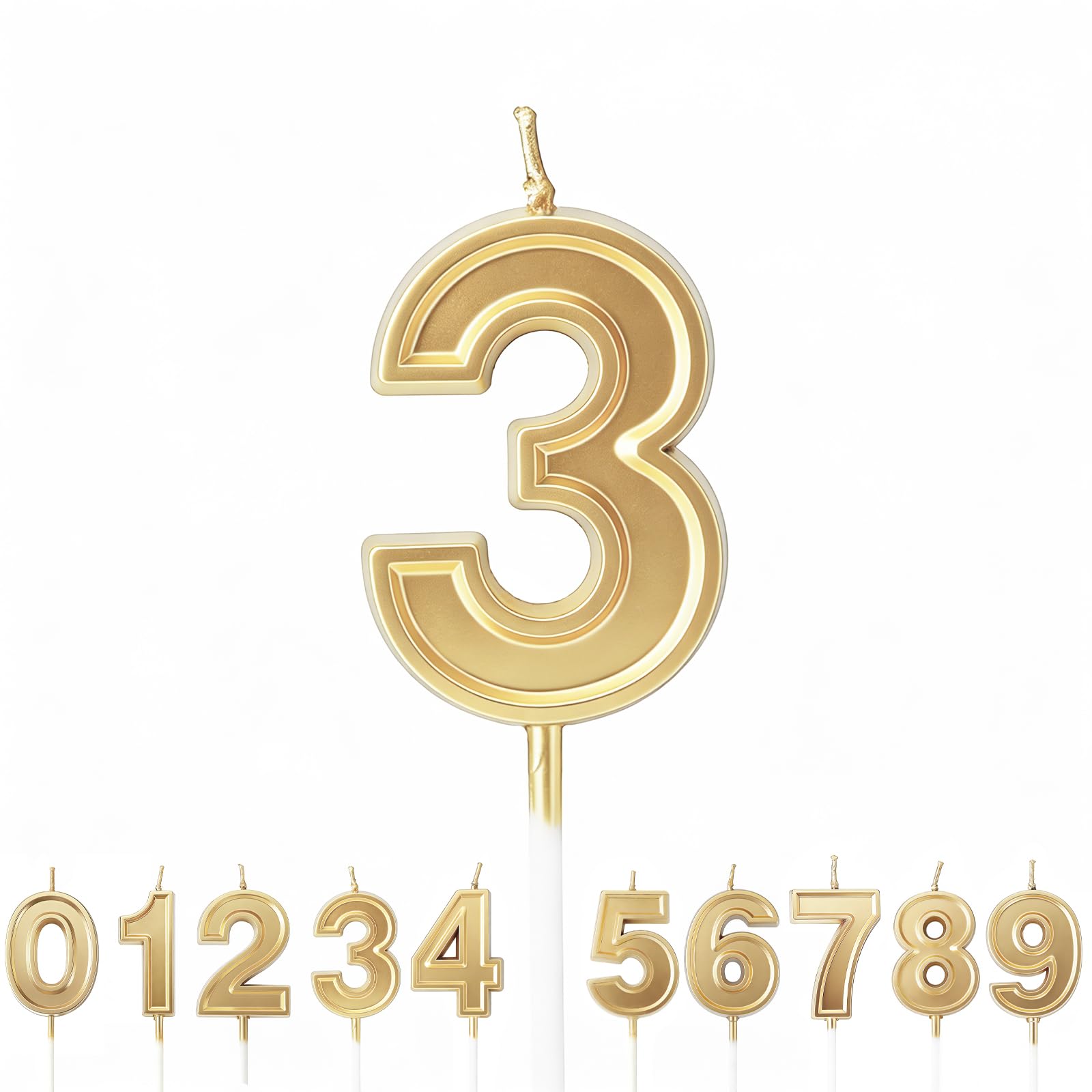 URAQT Gold Glitter Number Candles - Suitable for Kids & Adults, Decorate Birthdays, Weddings, Graduations & More