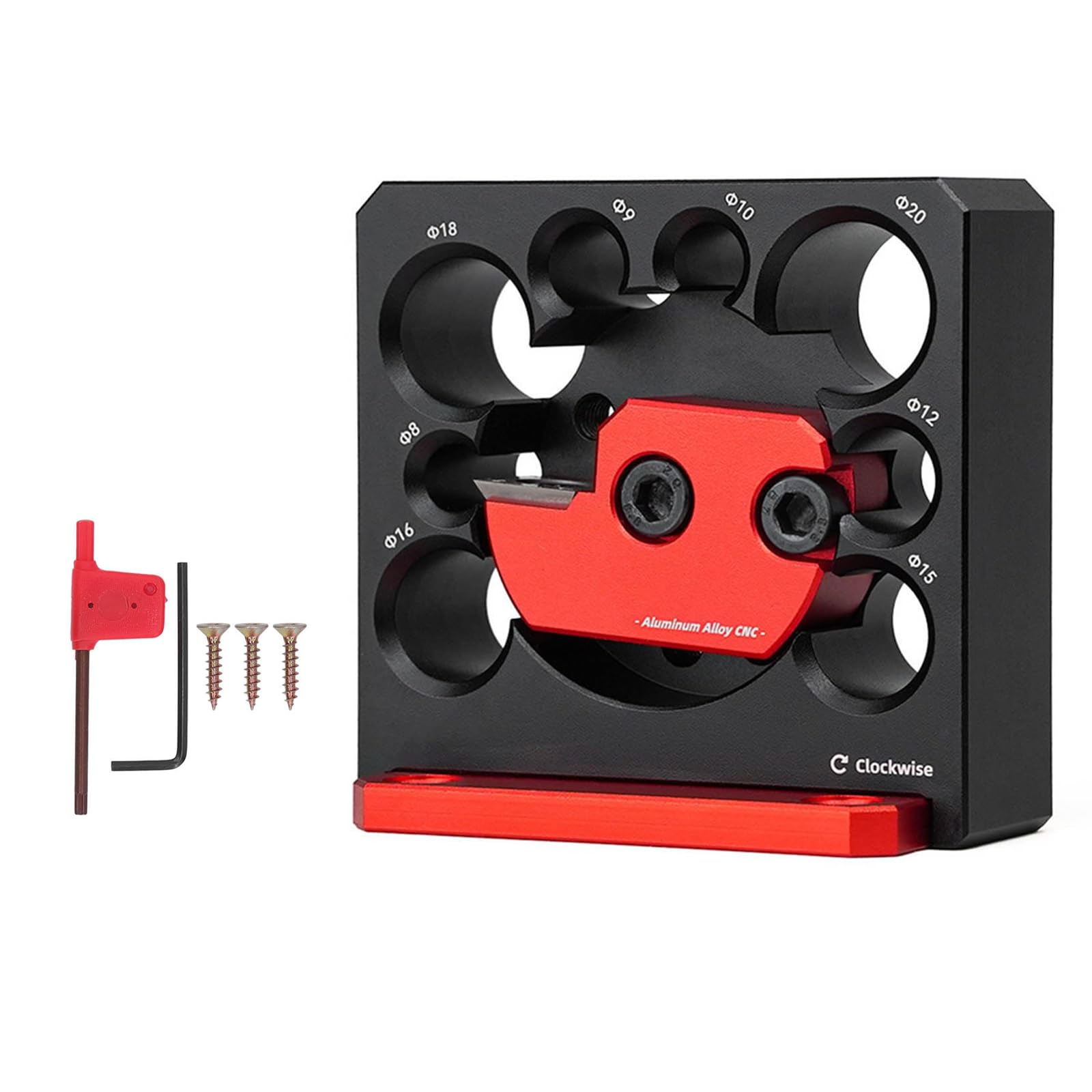 flexmam Adjustable Dowel Maker Jig Kit, 8mm 10mm 12mm 15mm 16mm 18mm 20mm Aluminium Alloy 8 Hole Electric Drill Milling Tool with Anodised Shed Carbide Blade