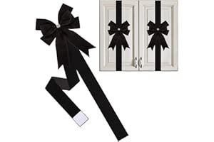 Meseey 6 Pieces Cabinet Bows Large Black Velvet Ribbons Cabinet Door Bows for Thanksgiving Fall Haloween Christmas Party (Black)