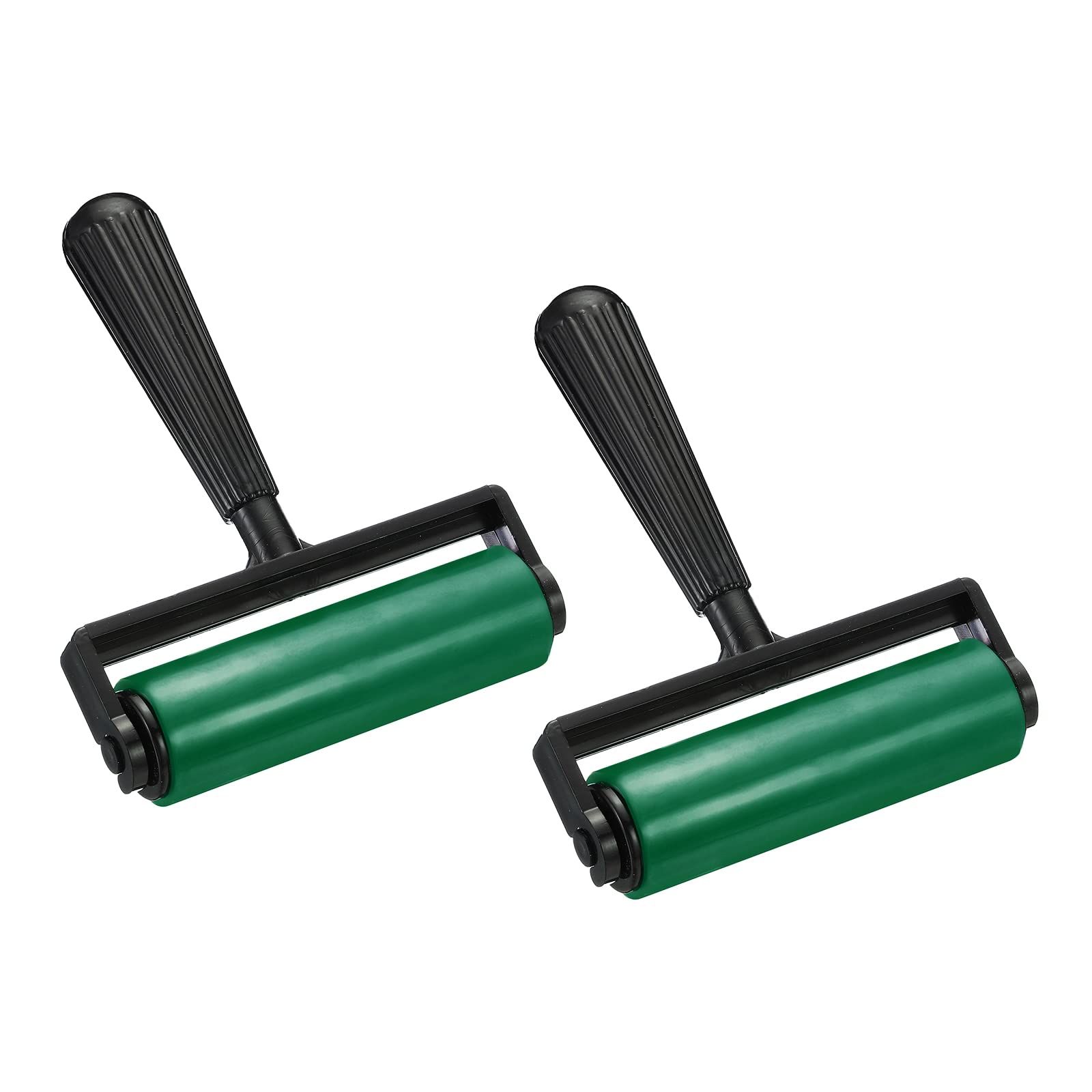 PATIKIL 4.5 Inch Rubber Roller Brayer, 2pcs Anti Skid Hard Rubber Roller Tools for Wallpaper Art Craft Printmaking Ink Stamping Tape Construction, Green