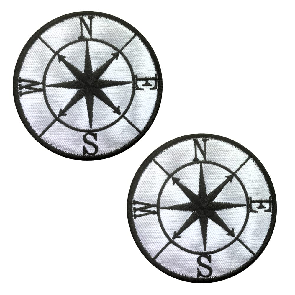Zcketo 2 PCS Tactical Compass Patch Military Hook & Loop Embroidered Applique Funny Compass Emblem Patch for Bags Caps Backpack Uniform Vest Clothes Tactical Travel or Collect