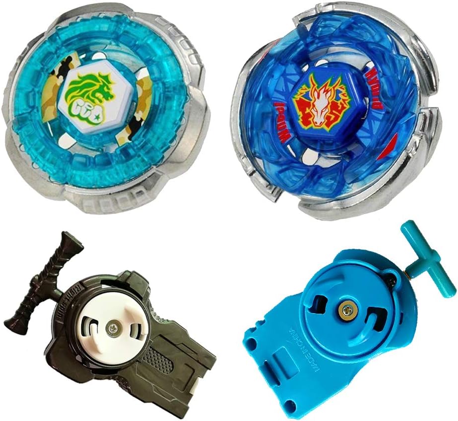 BHUGOGO Fusion Matel Blade Battle Tops Gyro Spinning Toys Bey Toy BB28 Storm Pegasus & BB30 Rock Leone With 2 Launcher Booster
