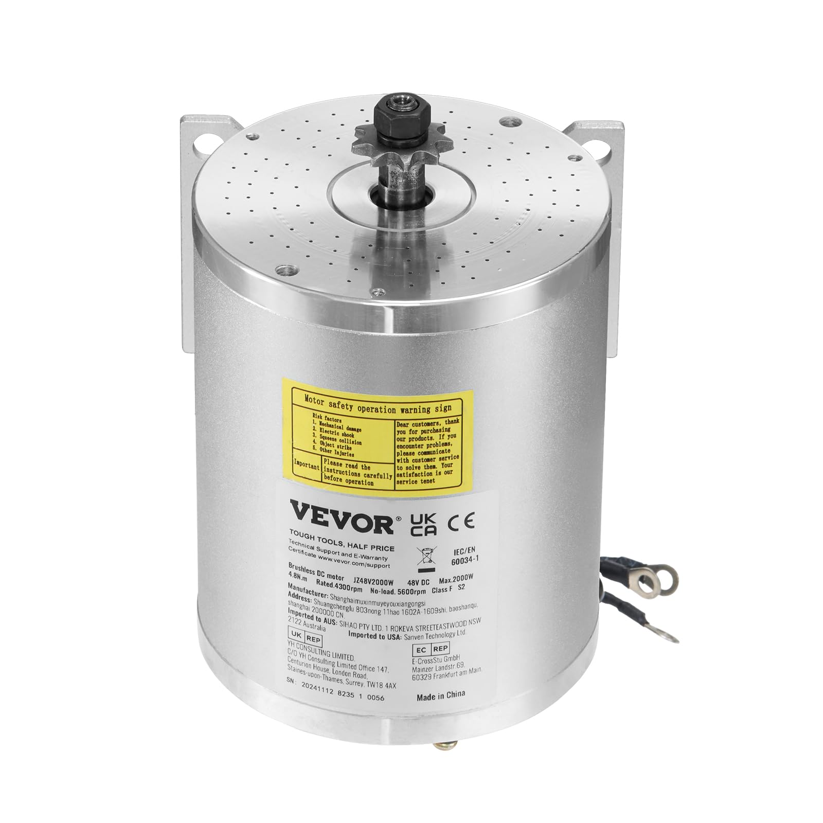 VEVOR 2000W Electric Brushless DC Motor Kit - 48V 4300rpm Motor with Upgraded Speed Controller and Throttle Grip Kit for Go Karts E-Bike Motorcycle Scooter DIY