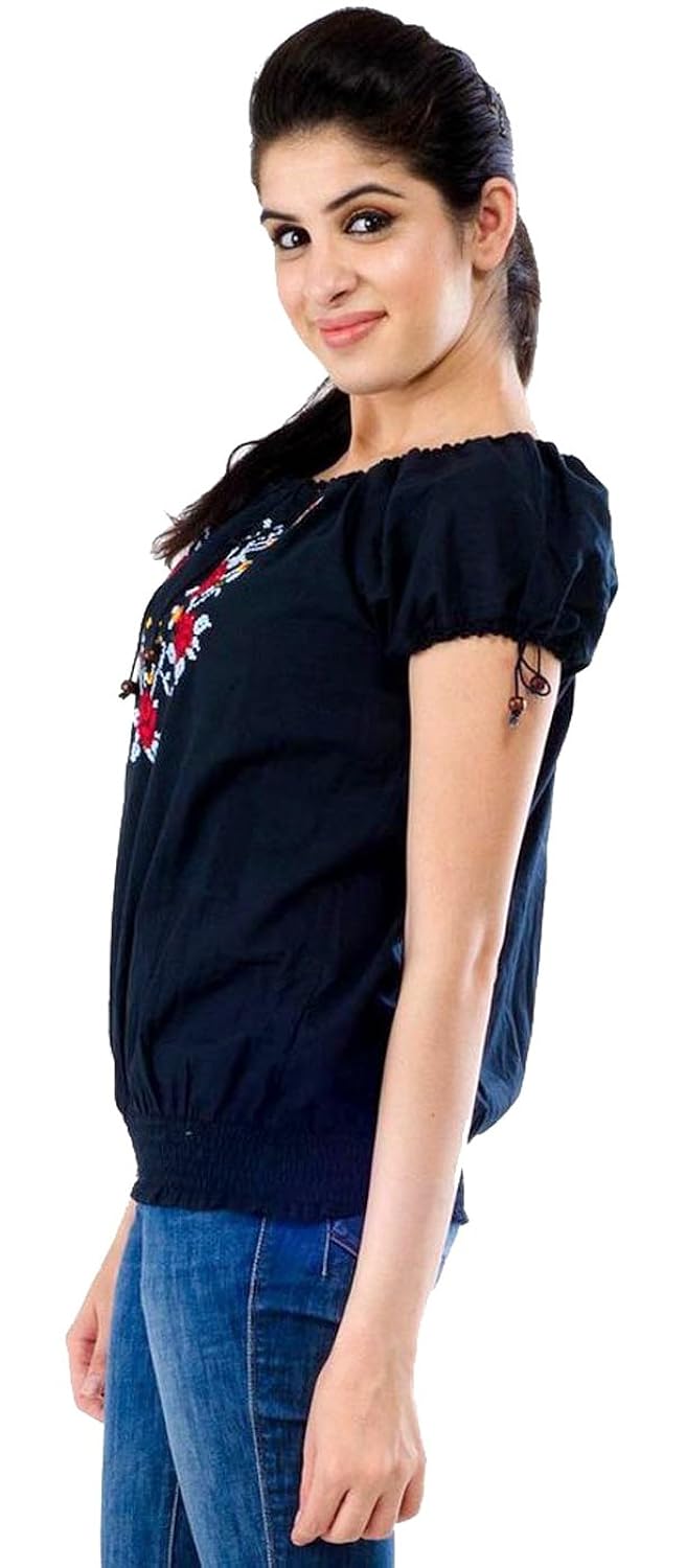 amadore women's regular fit top (602tp124cp, black,)