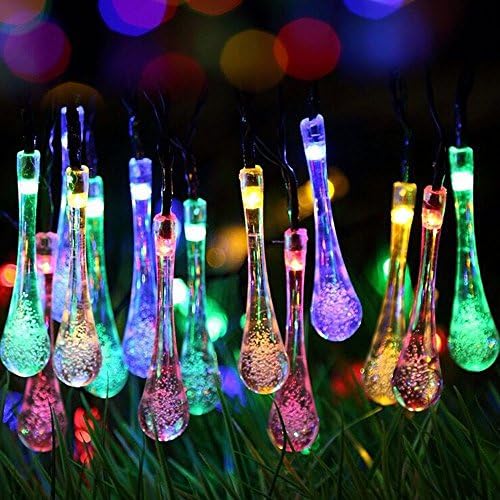 30LED 20ft Solar String Lights,Flower Sea9 Water Drop Fairy Waterproof Decorative Lights Flower Bulbs Outdoor Christmas Lights for Garden,Weddings, Party, Home,Patio, Yard (Multi Color)