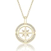 JL LITTLE FOREST Compass Necklace for Women, 925 Sterling Silver Compass Pendant Jewelry Cubic Zirconia Unisex Senior High School College for Masters Degree Graduation Birthday Christmas Ideas Gift