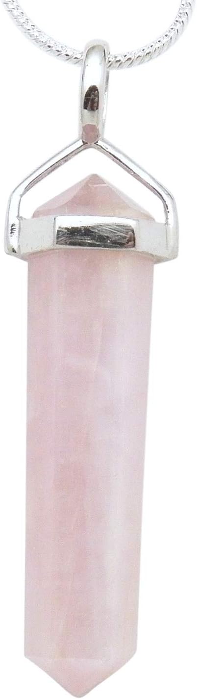 Fundamental Rockhound: Natural Pink Kunzite Crystal Point Pendant Necklace with 18" chain size lg