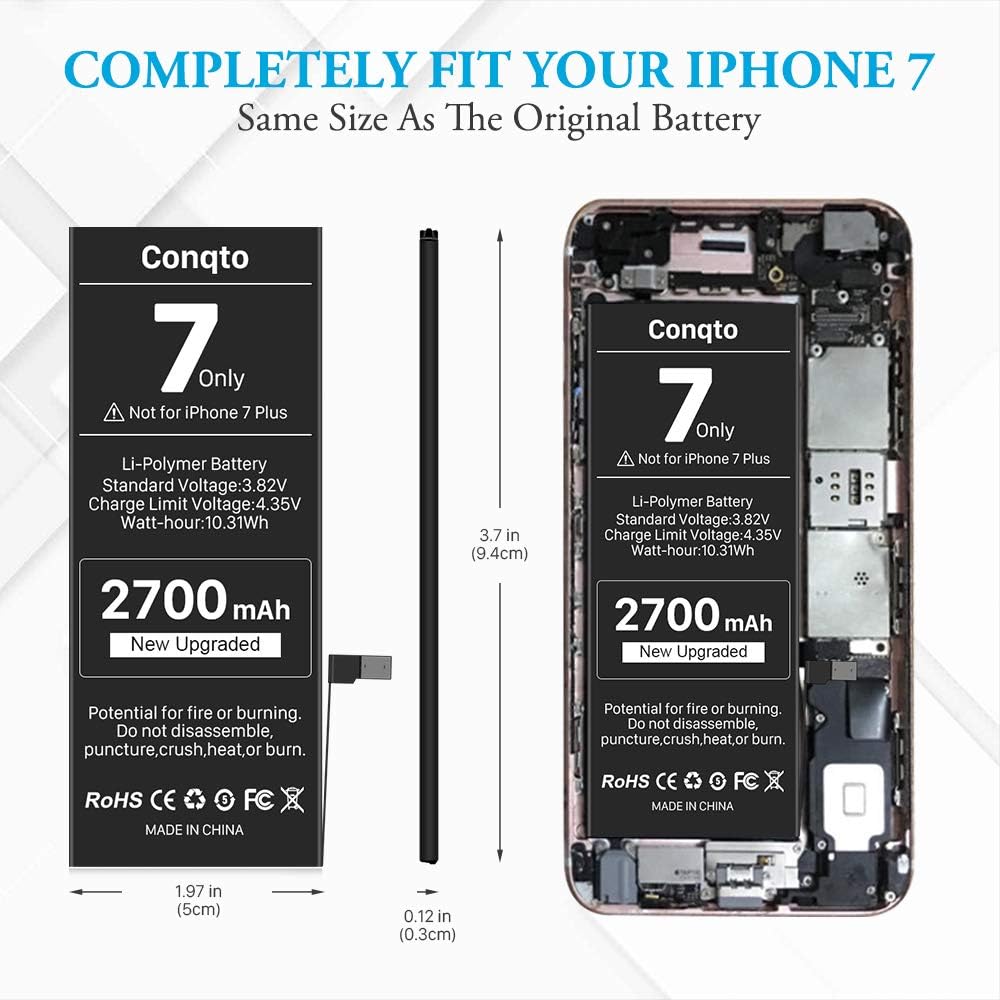 Amazon Com 2700mah Battery For Iphone 7 21 New Version Conqto New Upgrade High Capacity 0 Cycle Battery Replacement For Iphone 7 A1660 A1778 A1779 With Adhesive Strips And Instructions No Tools