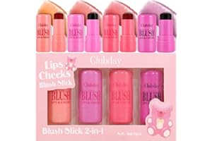 Ginaday 4 Color Milk Jelly Blush Stick, Milk Cooling Water Jelly Sheer Tint Cheek & Lip Stain Makeup.