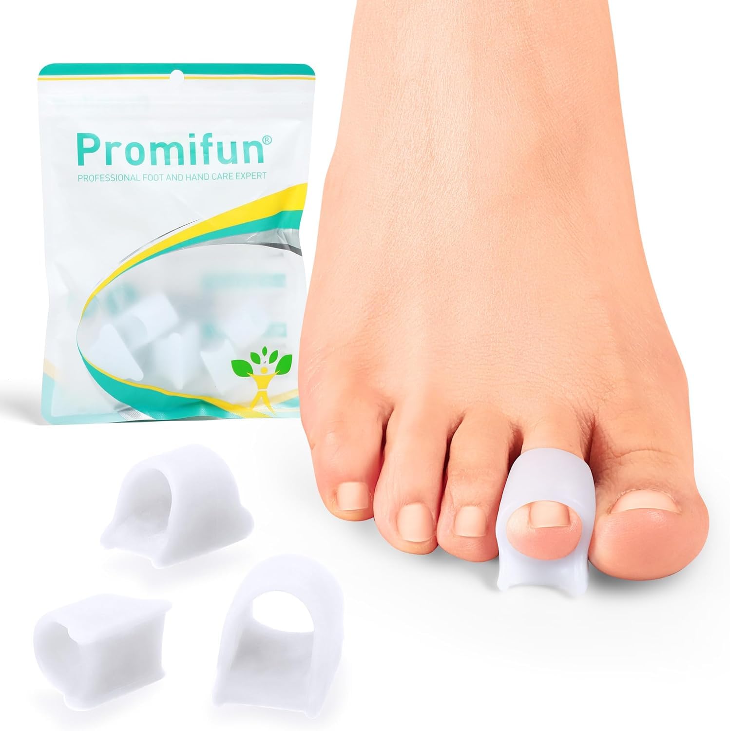 Promifun Hammer Toe Corrector for Women - Toe Straighteners for Bent Toes, Hammertoe, Crooked, Claw, Realign Bent - Toe Corrector for Men (3 Size,6 Pack,2 Large+2 Medium+2 Small,White)