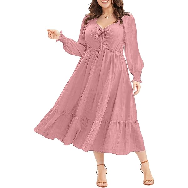 PrettyGuide Women's Off Shoulder Midi Dress | Puffy Sleeve Smocked Waist Flowy Tiered Ruffle Summer Dress - View #4