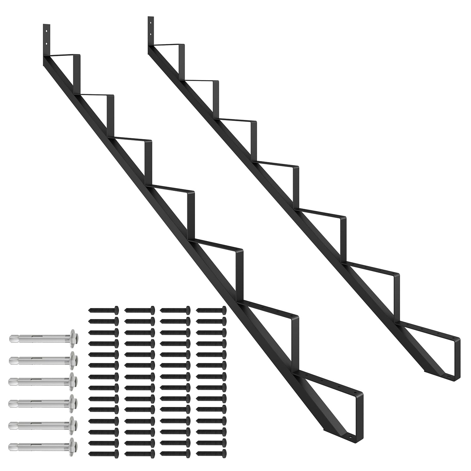 Steel Stair Stringer 7 Step-2 pcs, Pre-drilled Holes Steel Stair Riser ...