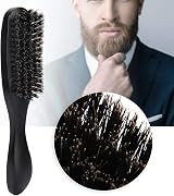 yuytee Beard Brush Natural Bristle Long Handle Wood Mustache Comb for Men Black view 9