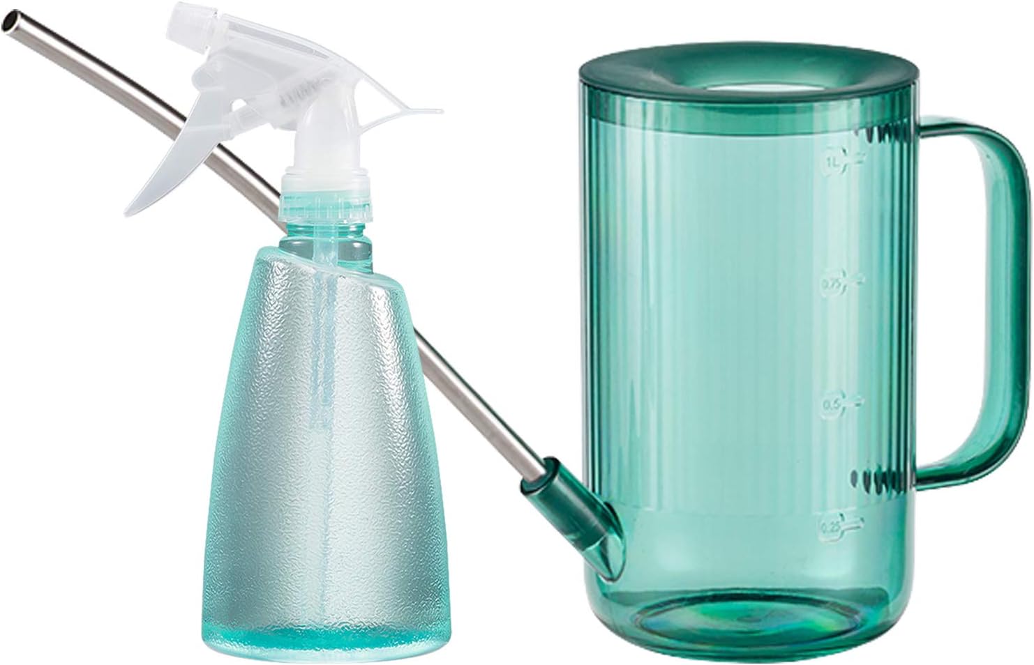 Vaupan Plant Watering Can, Stainless Steel Long Spout Watering Pot with 500ml Fine Mist Spray Bottle for Watering Indoor Outdoor Plants, Succulents and Flowers (34oz/1L Green) : Garden & Outdoor