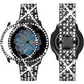 SUPOIX Band Case Compatible for Samsung Galaxy Watch FE 40mm 2024/ Galaxy Watch 5/4 40mm 44mm, 20mm Women Bling Replacement Strap&PC Protective Bumper Face Cover for Galaxy Watch 5/4 (Size Optional)
