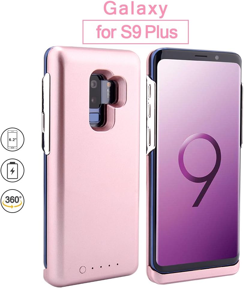 REDGO Galaxy S9 Plus Charging Battery Case, 5200mAh External Battery Charging Case for Samsung Galaxy S9 Plus, ROSE GOLD Pink (Not for Galaxy S9)