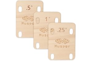 HOYDATE 3pcs Guitar Neck Shims, Solid Maple Wood Guitar Neck Shim Protection 0.25, 0.5 and 1 Degree Guitar Neck Plate Tool for Guitar Bass Neck Repairment