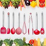 Kitchen Utensil Set -8 Cooking Utensils -Nonstick Cooking Spatulas- Nonstick Silicone And Stainless Steel Spatula Set - Tongs, Spatula, Ladle