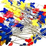 Rimobul Quilting Quilter's 2.1'' Flat Butterfly Head Pins Boxed, 80 Per Pack - Childhood Colors