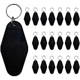 JXQGQ 20 PCS Motel Keychain Blank Hotel Keychains DIY Vintage Keychains Blanks for Vinyl Plastic Heat Transfer Keychain