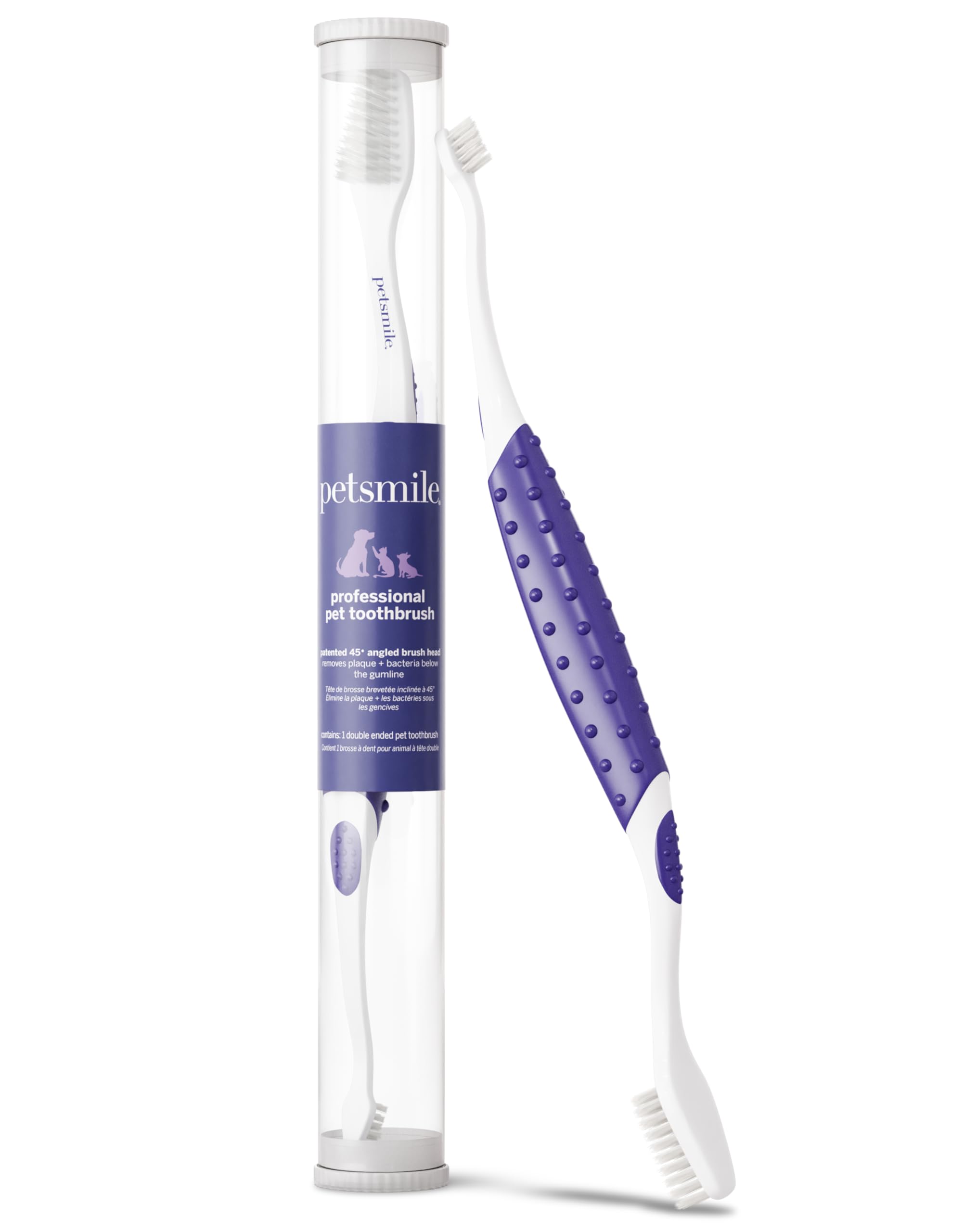 Petsmile Professional Pet Toothbrush - Patented 45° Cat & Dog Toothbrush for Small & Large Animals - Pet Accessories for Dental Care - VOHC Approved Teeth Cleaning - Toothpaste Not Included