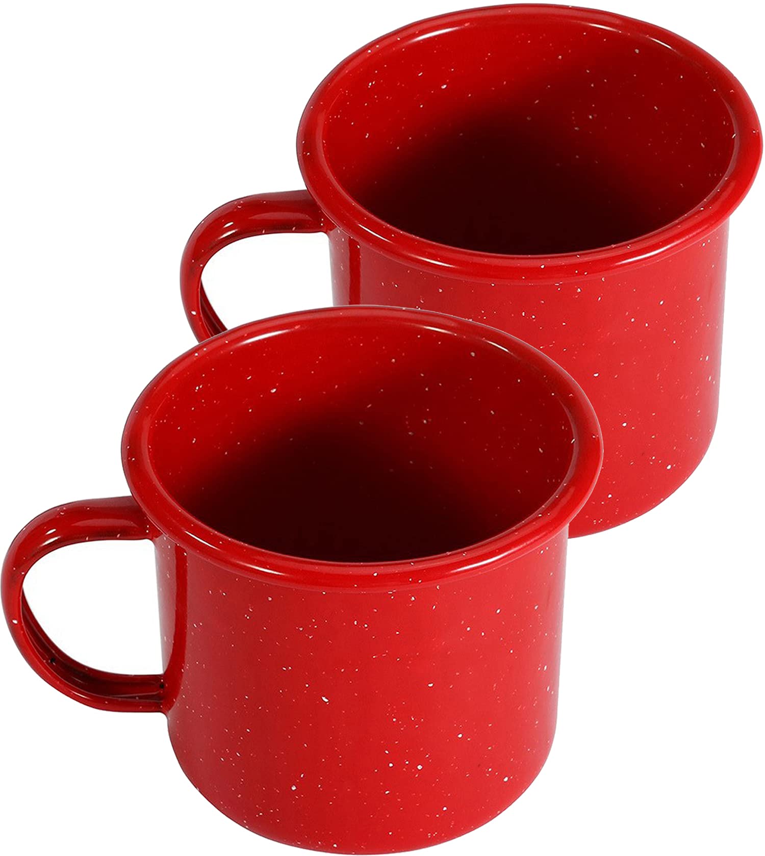 Photo 1 of WeddPtyFr Pack of 2 Outdoor Camping Mugs-Coffee Mug 15 Oz-Enamel Travel Mug Cup,Tea Camp Enamel Cup Set for Drinks Home Office Use/Fishing/Picnics,Outdoor Mountaineering Enthusiasts (Red, 2)