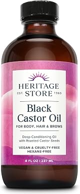 HERITAGE STORE Black Castor Oil 8 Ounce for Hair Skin Nails Scalp view 1