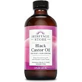 HERITAGE STORE Black Castor Oil, 8 fl oz | Deeply Nourishes Hair, Skin, Lashes &amp; Brows - Traditionally Roasted - Hexane Free, Vegan