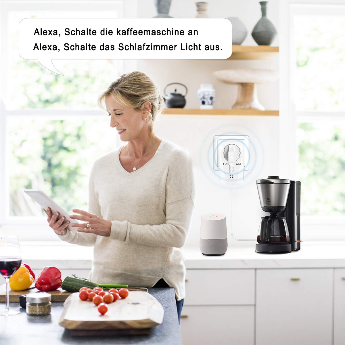 Smart Steckdose CofunKool Intelligente Wifi Steckdose mit Google home und Amazon Alexa (Echo und Echo Dot) Fernbedienung Plug 16A