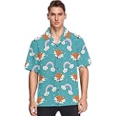visesunny Stylish Men's Seasonal Hawaiian Print Button Down Short Sleeve Shirt S-XXL