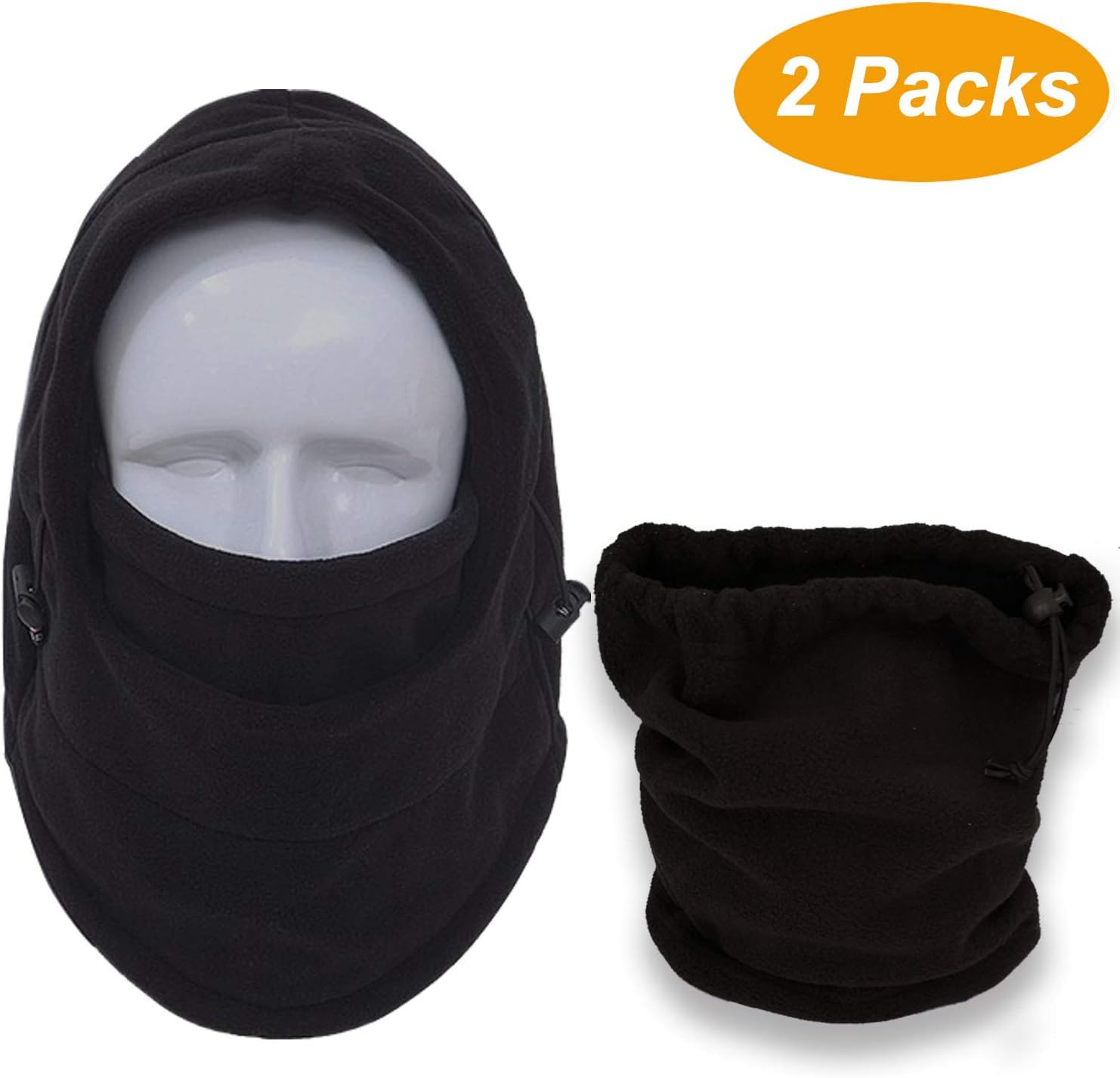 BLACK Snood 4 in 1 Fleece Mens scarf Hood Balaclava Neck warmer Winter