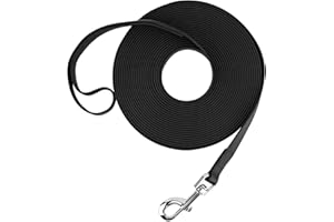 Waterproof Long Leash Durable Dog Recall Training Lead Great for Outdoor Hiking, Training, Yard, Beach and Swimming (Black, 1