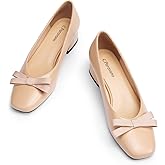 C.Paravano Women's Pumps | Low Chunky Heel | Block Heels for Women | Dress Shoes for Women | Comfortable Heels with Bow