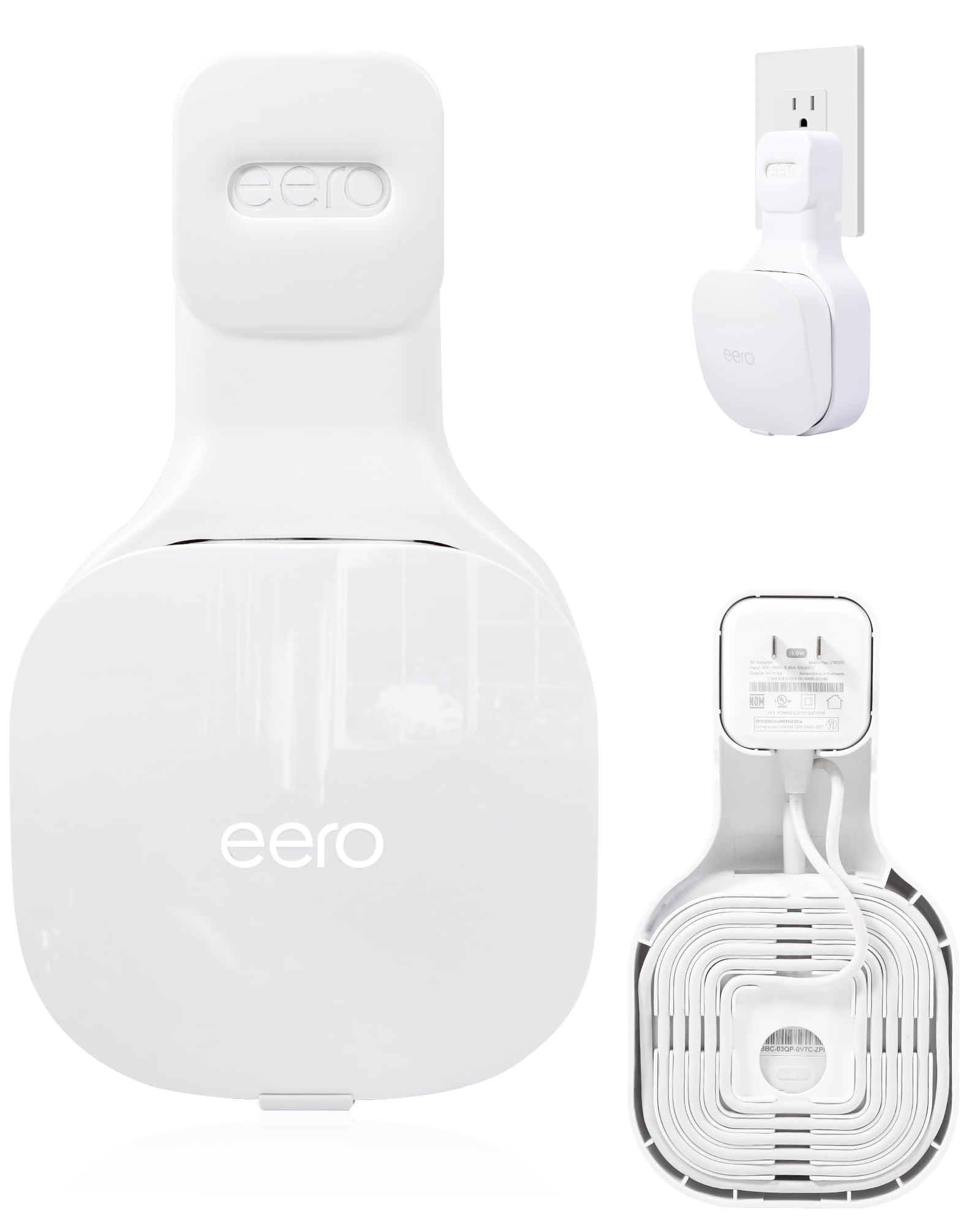 Photo 1 of LIGHTMEUP Outlet Wall Mount Only Compatible with eero Mesh WiFi Router & 15W Adapter - Device Compatibility Check Required (Model No.J010001) - No Messy Wires Screwless Holder Stand Bracket 1 Pack