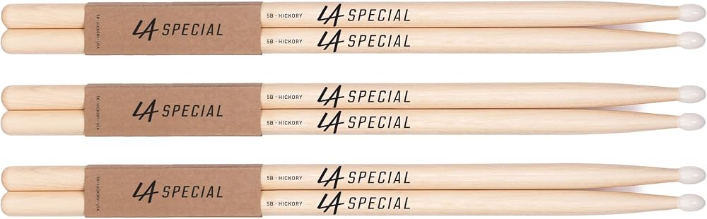 ProMark LA Specials 5B Hickory Drum Sticks 16in Nylon Oval Tips 3 Pairs