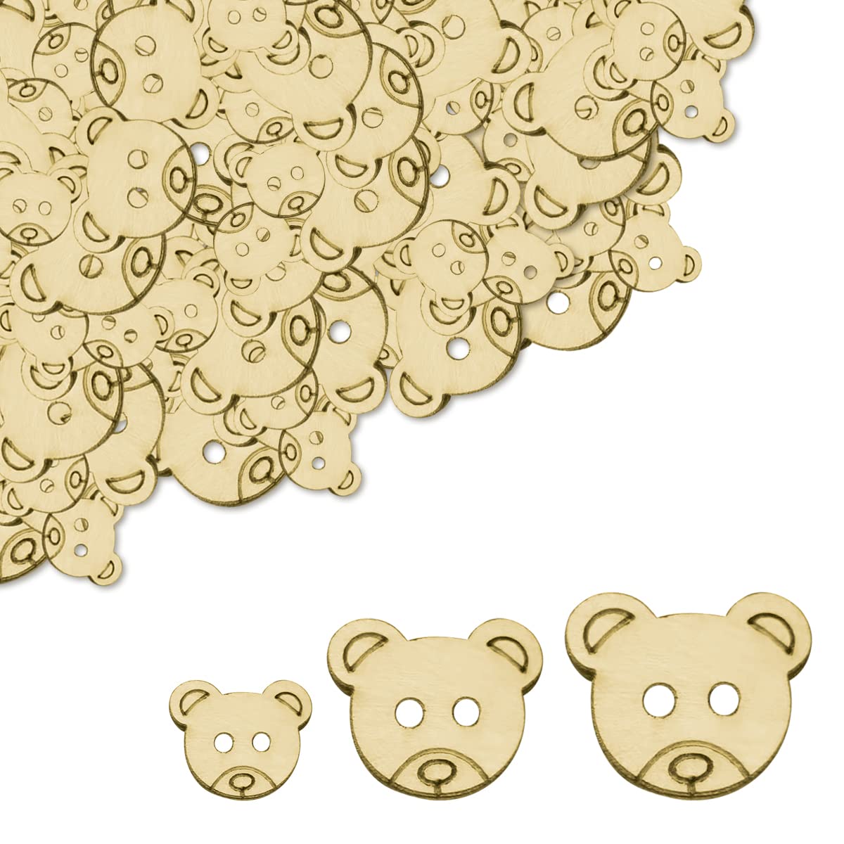 Jagowa 120PCS Teddy Bear Buttons DIY Crafts Wooden Bear Buttons DIY Sewing Crafts Knitting Clothes
