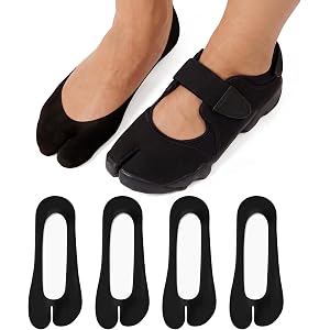 NIASOUL Tabi No Show Socks for Women, Low Cut Liner Socks 4 Pairs, 6-10 | Free Your Toes, lightweight Ice Silk, Stay-Hidden U