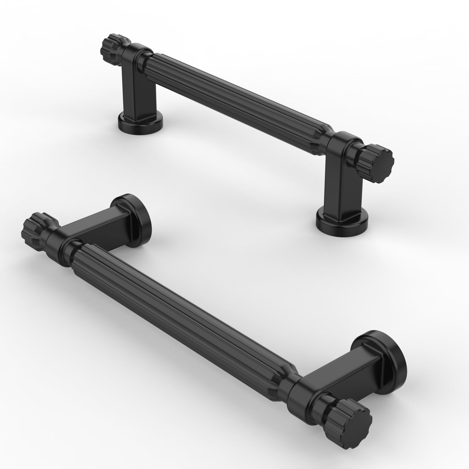 FURNIWARE Pack of 10 Cabinet Handles Matt Black Kitchen Door Handles Hardware Drawer Pulls Kitchen Cabinet Door Handles Pull-96mm(3.8 Inch) Hole Center