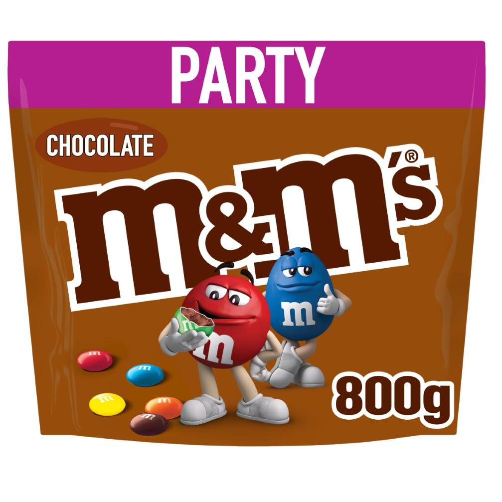 M&M’s Chocolate Großpackung Schokolade, Knackige Schokolinsen mit bunter Zuckerhülle als Süßigkeiten, Party-Mix, 1 x 800 g, Für Weihnachten oder als Adventskalender Süßigkeiten