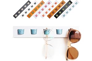 ACOCOFE Sunglass Organizer Glasses Holder,Wood Eyeglass Storage Holder,Sunglasses Rack Eyewear Display((White-blue)