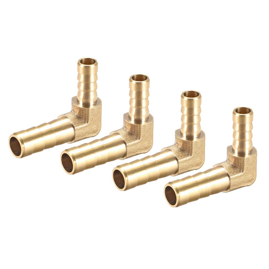 sourcing map 8mm to 6mm Barb Brass Hose Fitting 90 Degree Elbow Pipe Connector Coupler 4pcs