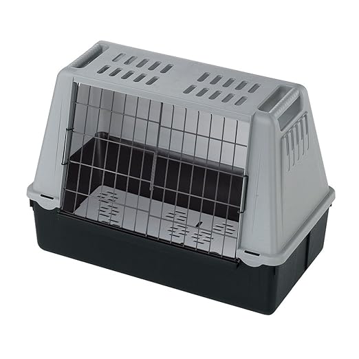 Ferplast Autotransportbox Atlas Car 100 für Hunde und Katzen / Tiertransportbox aus Kunststoff mit praktischer Zwei-Wege-Schi