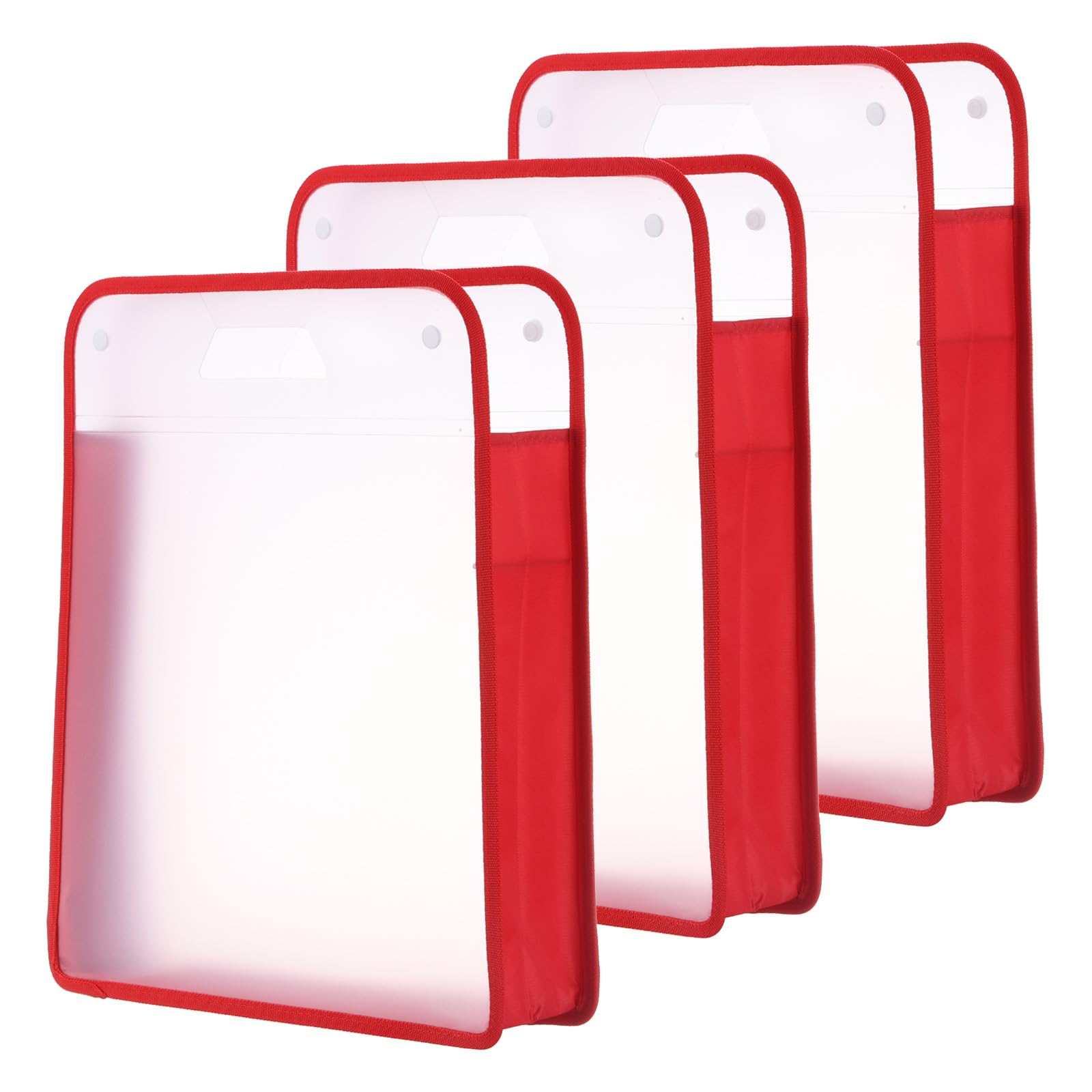 PATIKIL Scrapbook Paper Storage Organizer, 3Pcs Rectangular Scrapbook Organizer for 12x12" Sheet Paper Vinyl Storage with Handle for Scrapbook File Vinyl Paper Card Stock, Red