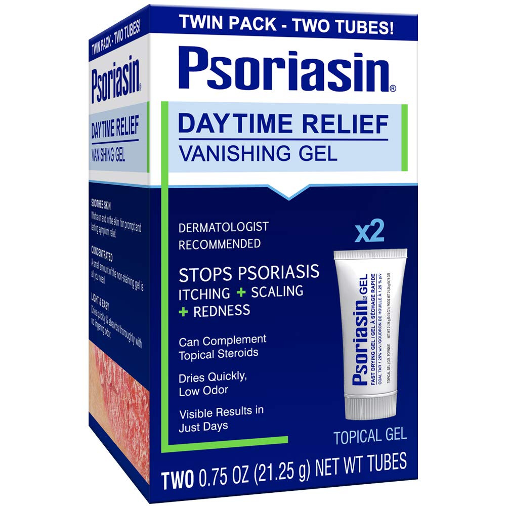 Psoriasin Daytime Relief Vanishing Gel - Stops Psoriasis Itching, Flaking, Redness - Twin Pack - Two 0.75oz Tubes (1.5oz Total)