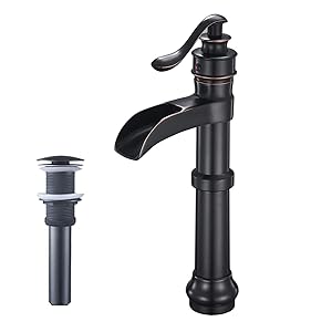 Aquafaucet Waterfall Spout Single Handle Lever Hole Commercial Bathroom Sink Vessel Faucet Oil Rubbed Bronze