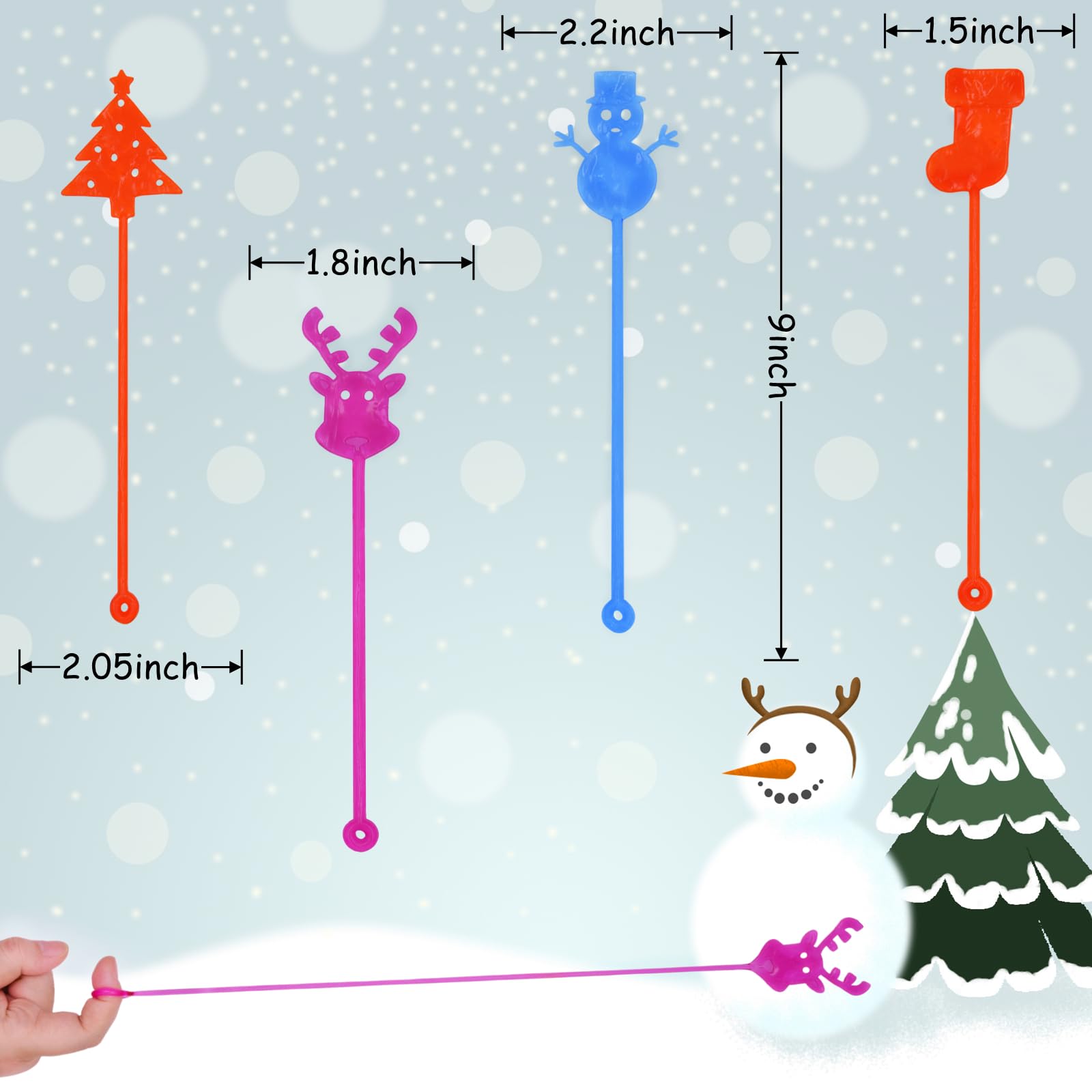 36 Pack Christmas Sticky Hands Toys Christmas Tree Hat Stocking Glove Deer Snowman Sticky Stretchy Toys for Kids Girls Boys Christmas Stocking Stuffers Party Favors Gifts